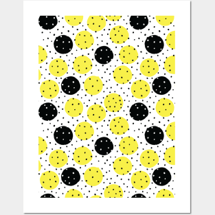 Black And Yellow Polka Dot Pattern Posters and Art